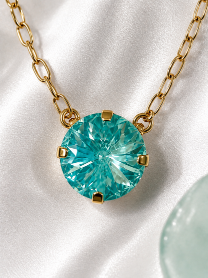 Sea Glass Solitaire Necklace — 14 mm
