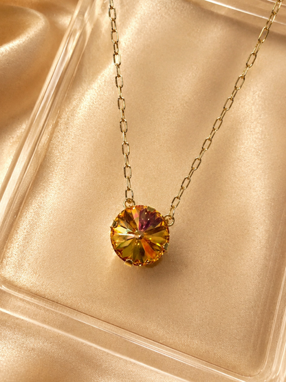 Creme Brulee Solitaire Necklace — 14 mm