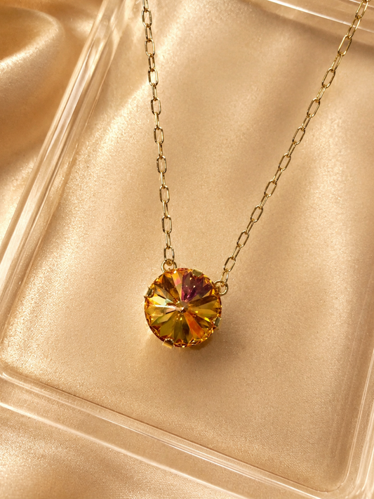 Creme Brulee Solitaire Necklace — 14 mm