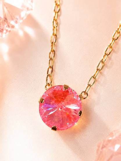 Peach Fizz Solitaire Necklace — 14 mm