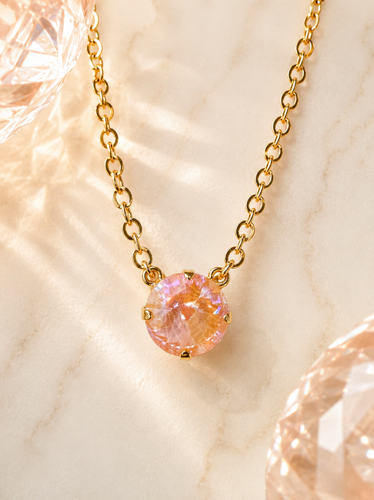 Peach Bellini Solitaire Necklace — 12 mm