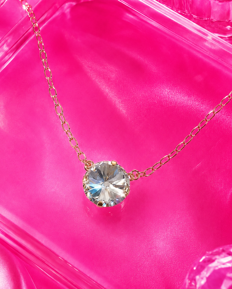 Crystal Clear Solitaire Necklace — 14 mm