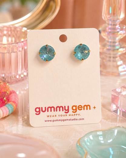 Sea Glass Gummy Gem Studs- 12mm