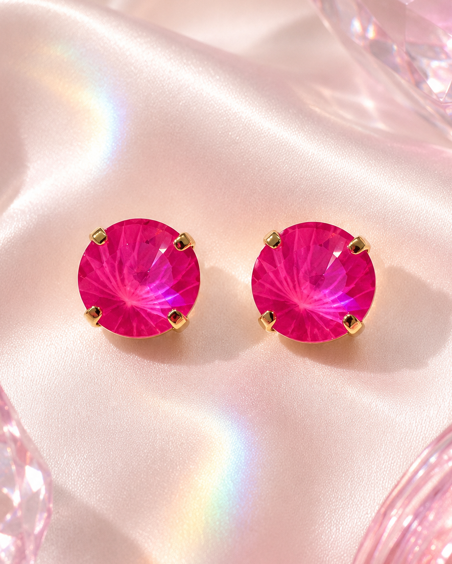 Electric Pink Gummy Gem Studs- 12mm