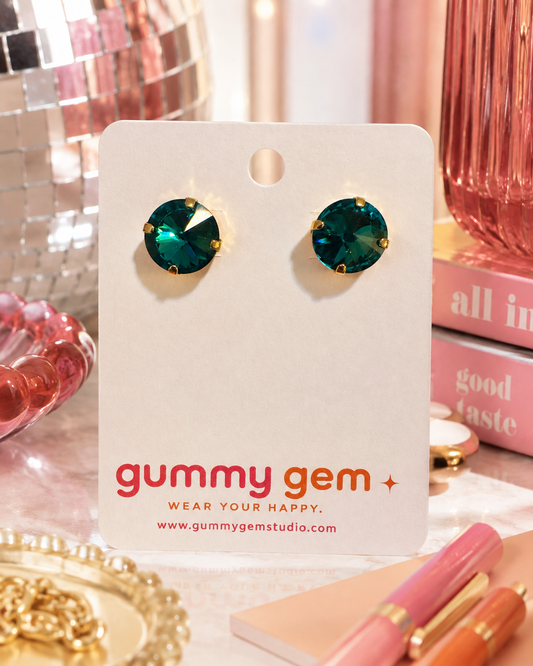 Peacock Gummy Gem Studs- 12mm