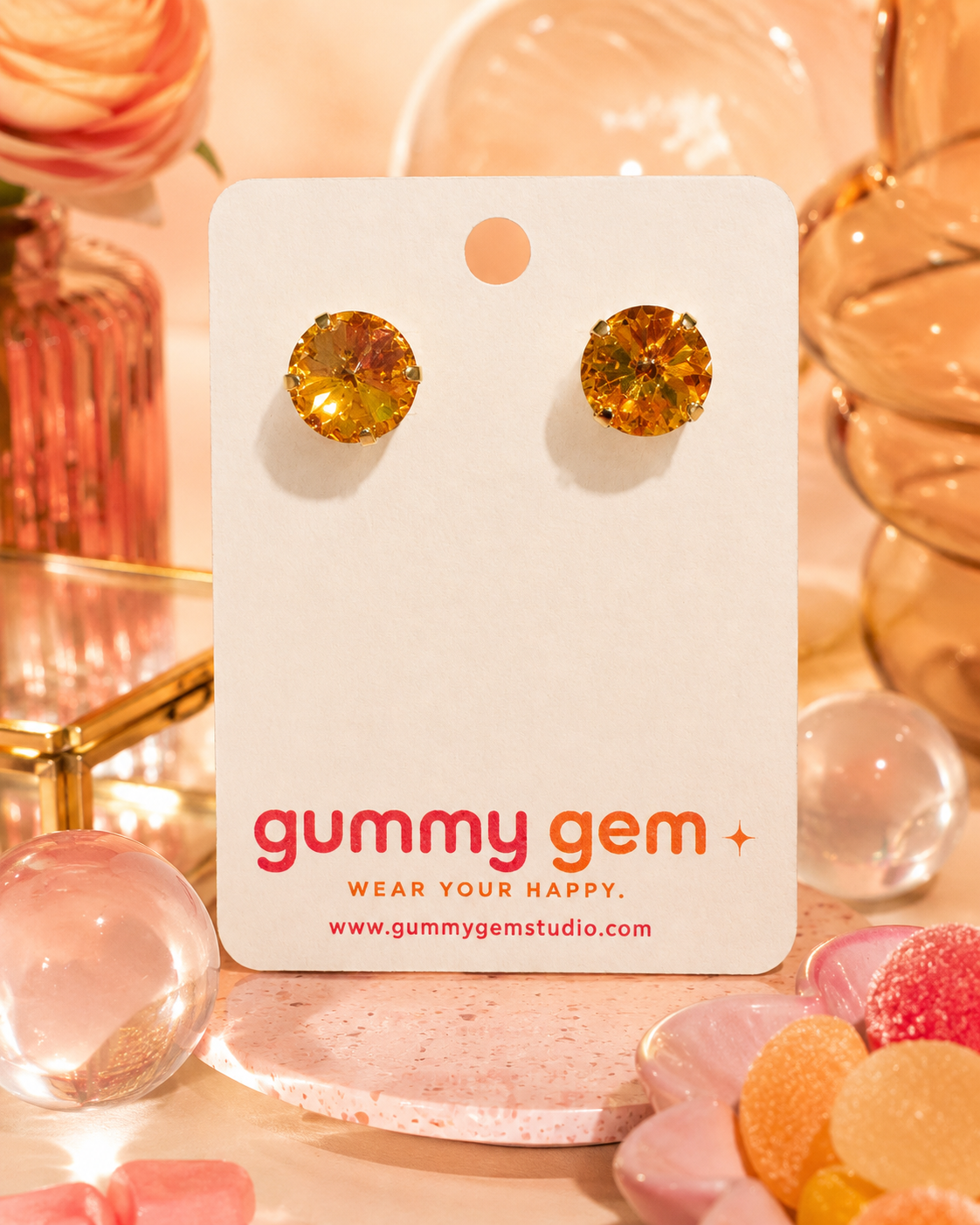 Creme Brulee Gummy Gem Studs- 12mm