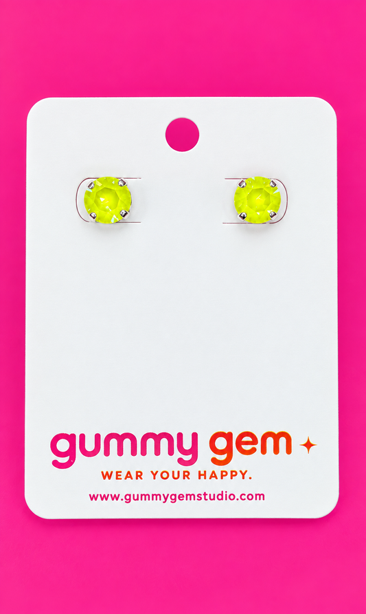 Electric Lemon Studs- 8mm