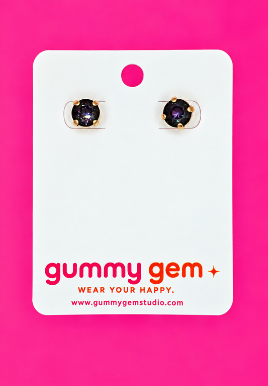 Midnight Plum Studs- 8mm