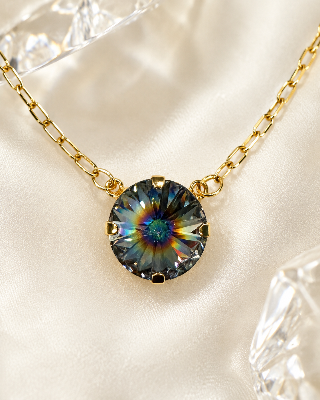 Aurora Bloom Solitaire Necklace — 14 mm