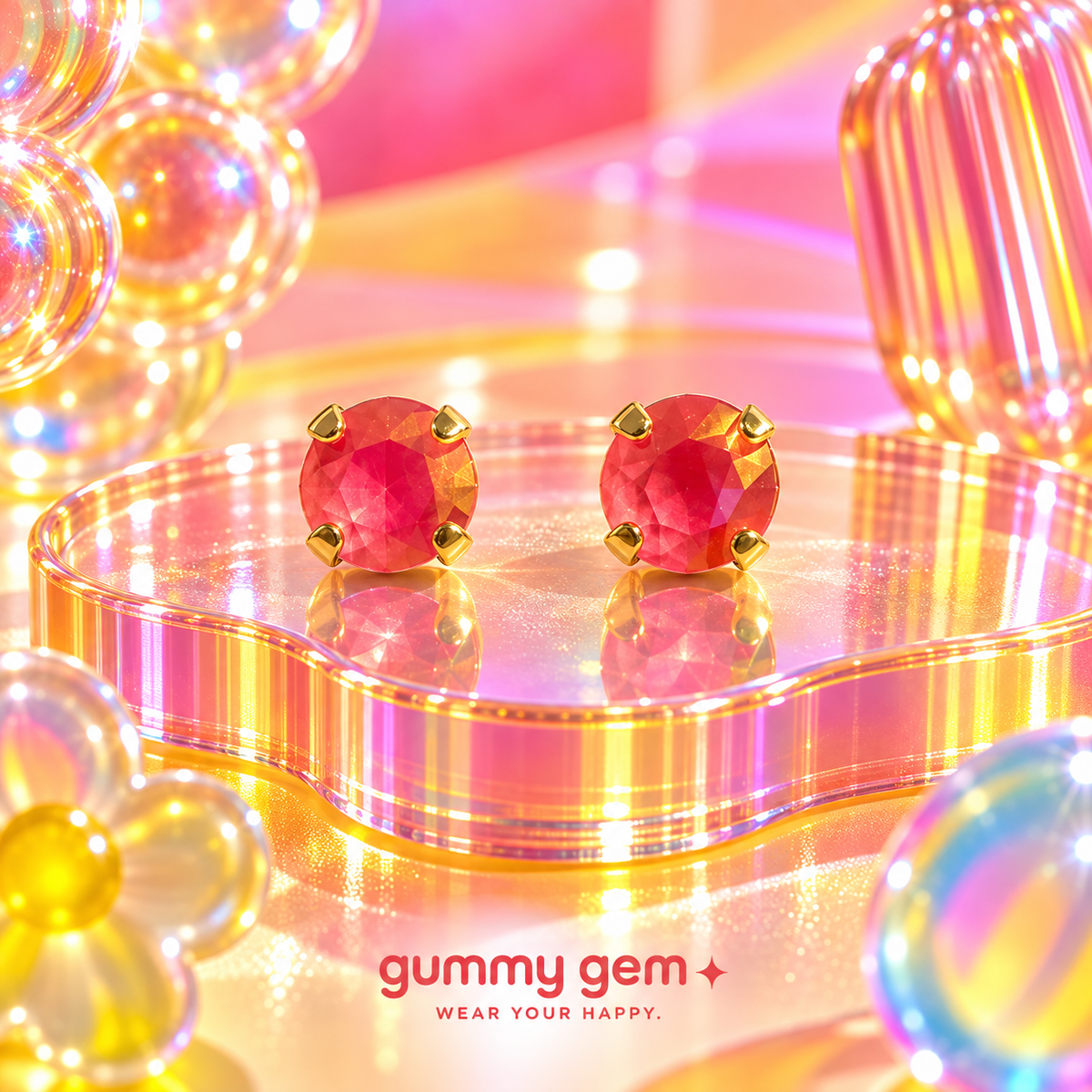 Pink Punch Studs- 8mm
