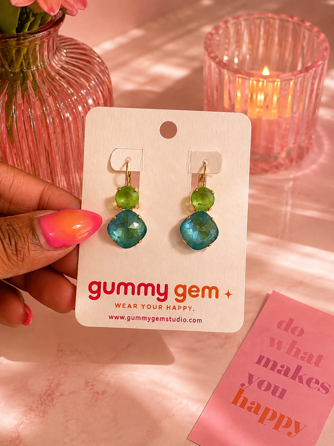 Sea Glass Gem Drop Earrings