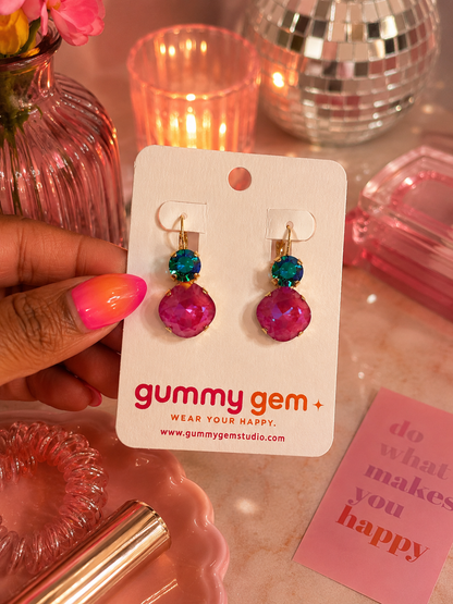 Dragonfruit Gem Drop Earrings