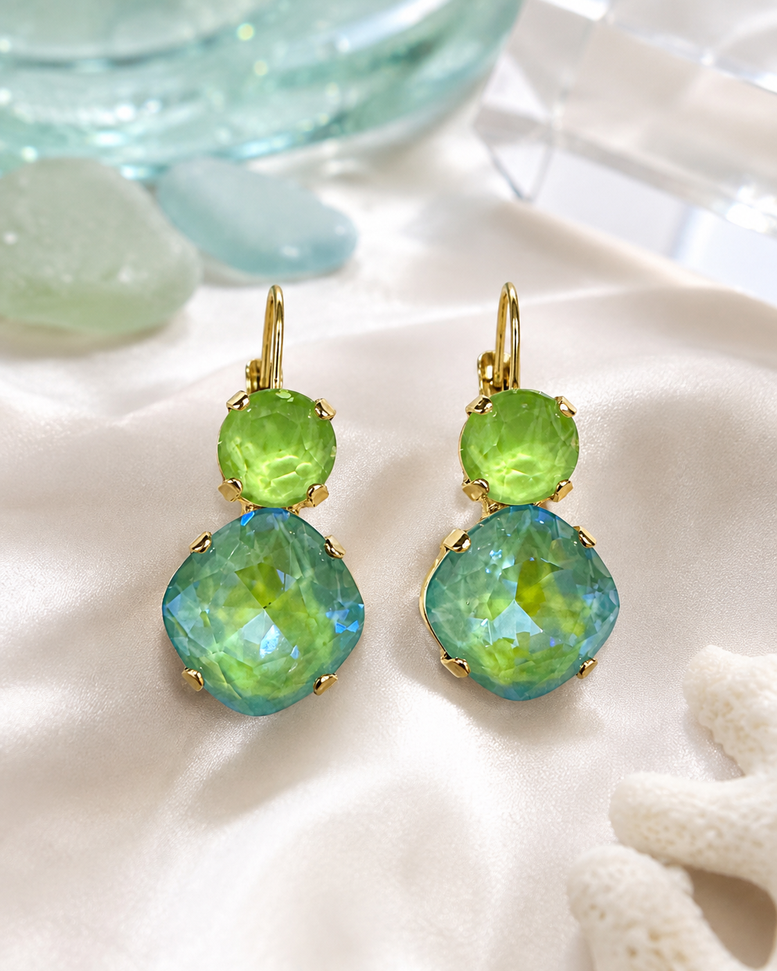 Sea Glass Gem Drop Earrings