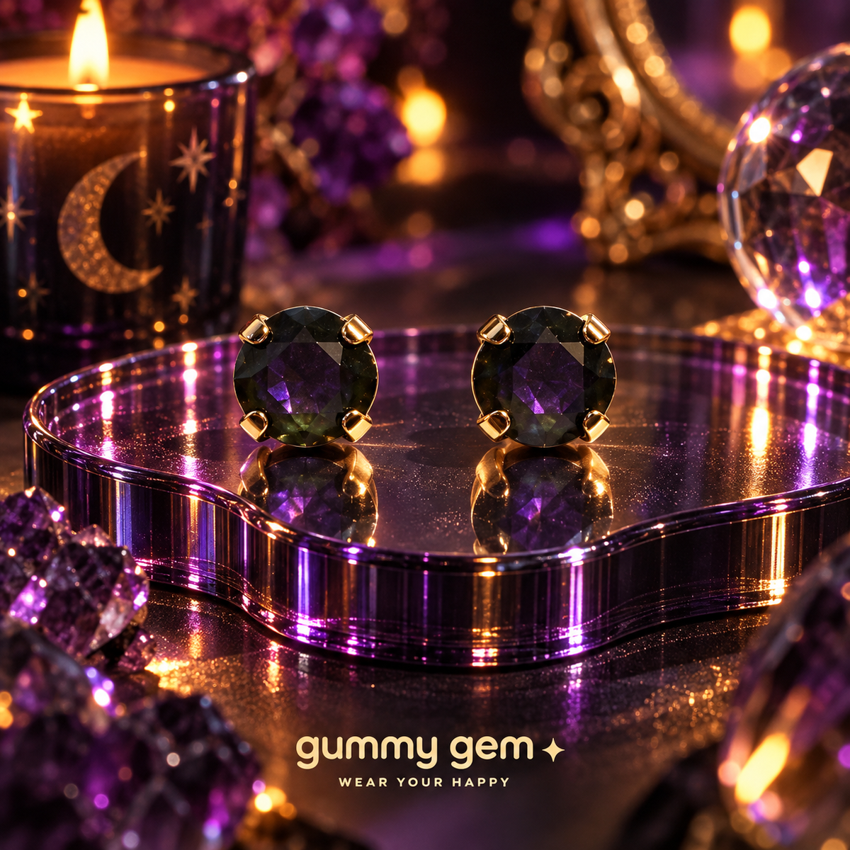 Midnight Plum Studs- 8mm