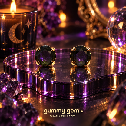 Midnight Plum Studs- 8mm