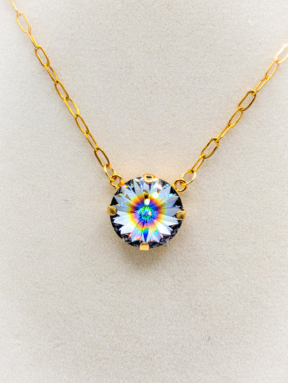 Aurora Bloom Solitaire Necklace — 14 mm