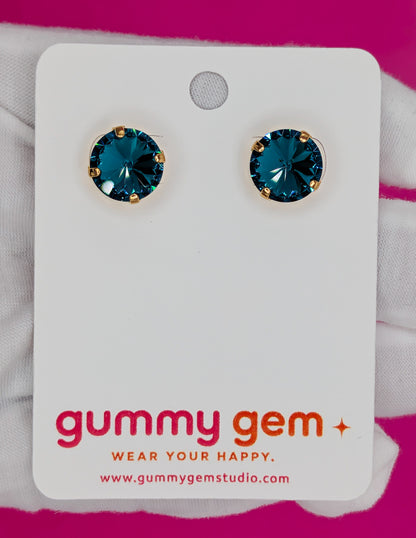 Peacock Gummy Gem Studs- 12mm
