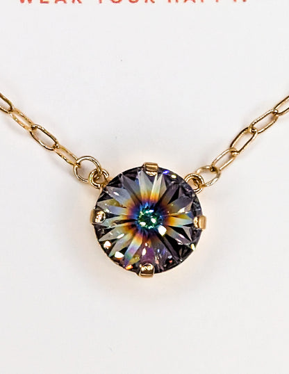 Aurora Bloom Solitaire Necklace — 14 mm
