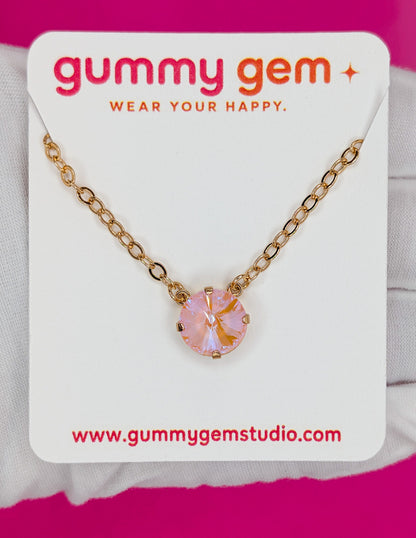 Peach Bellini Solitaire Necklace — 12 mm