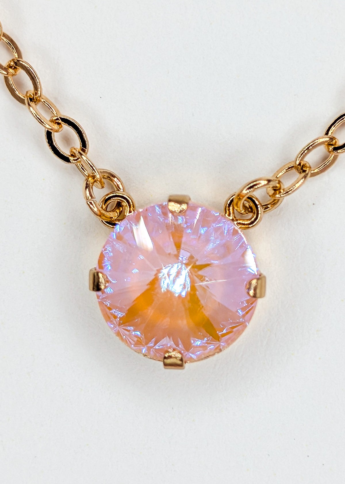 Peach Bellini Solitaire Necklace — 12 mm
