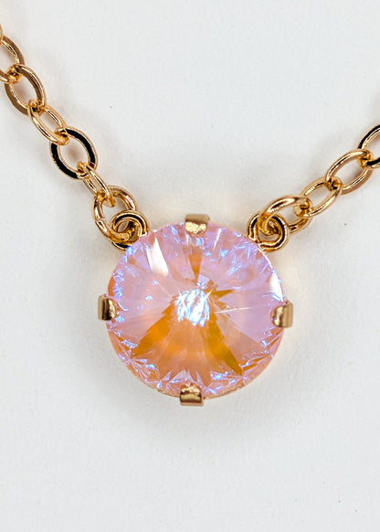 Peach Bellini Solitaire Necklace — 12 mm