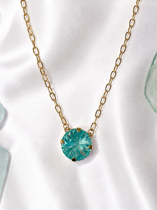 Sea Glass Solitaire Necklace — 14 mm