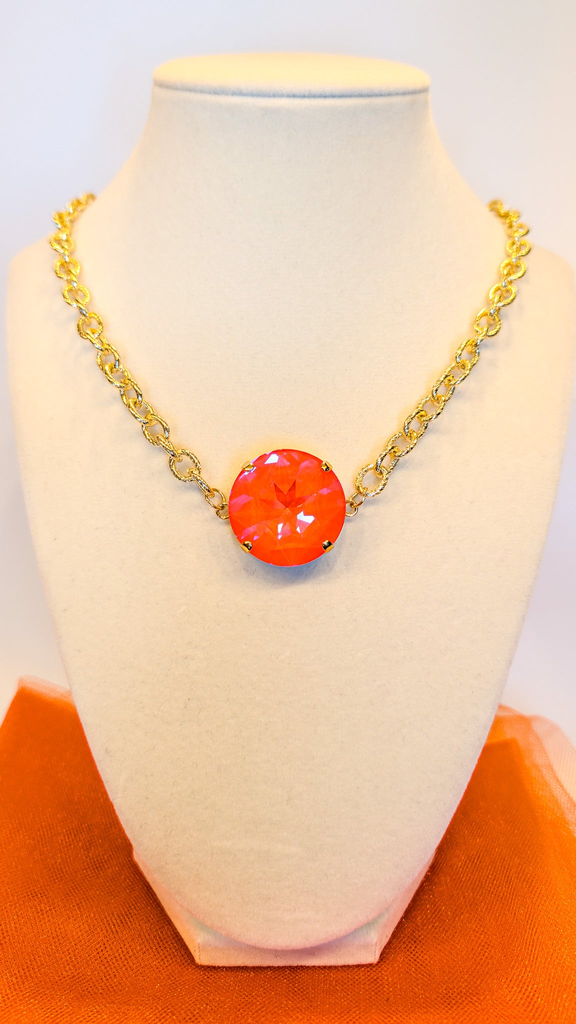 Orange Burst Statement Necklace- 27mm