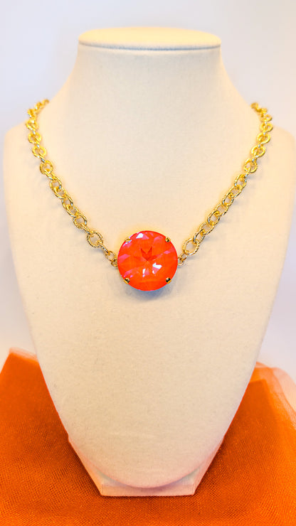Orange Burst Statement Necklace- 27mm