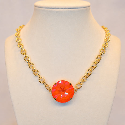 Orange Burst Statement Necklace- 27mm