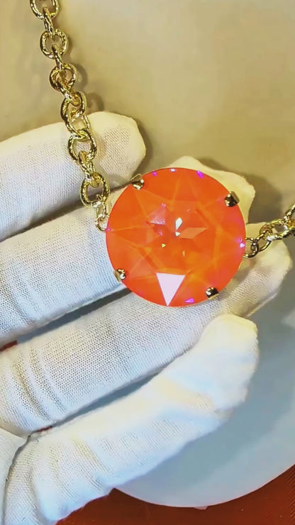 Orange Burst Statement Necklace- 27mm