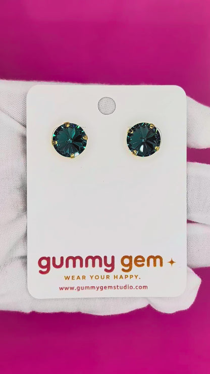 Peacock Gummy Gem Studs- 12mm