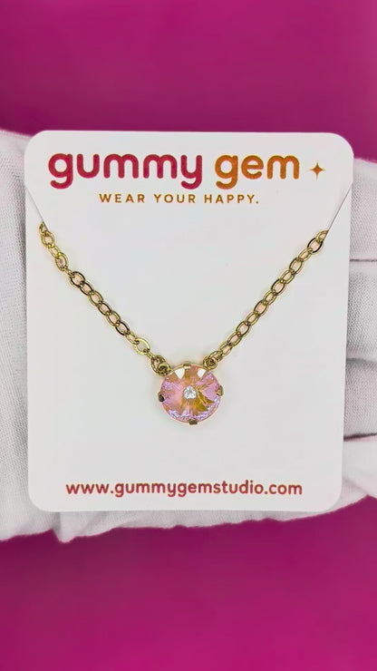 Peach Bellini Solitaire Necklace — 12 mm